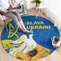Stand For Ukraine Round Carpet Dove Of Peace Sunflower
