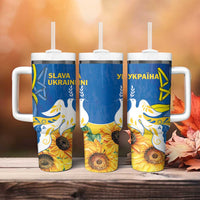 Stand For Ukraine Tumbler With Handle Dove Of Peace Sunflower
