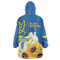 Stand For Ukraine Wearable Blanket Hoodie Dove Of Peace Sunflower