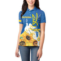 Stand For Ukraine Women Polo Shirt Dove Of Peace Sunflower
