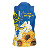 Stand For Ukraine Women Sleeveless Polo Shirt Dove Of Peace Sunflower