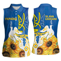 Stand For Ukraine Women Sleeveless Polo Shirt Dove Of Peace Sunflower