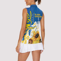Stand For Ukraine Women Sleeveless Polo Shirt Dove Of Peace Sunflower