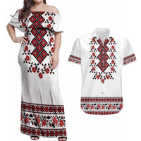 Ukraine Couples Matching Off Shoulder Maxi Dress and Hawaiian Shirt Ukrainian Traditional Folk Patterns