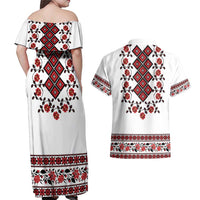 Ukraine Couples Matching Off Shoulder Maxi Dress and Hawaiian Shirt Ukrainian Traditional Folk Patterns