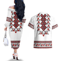 Ukraine Couples Matching Off The Shoulder Long Sleeve Dress and Hawaiian Shirt Ukrainian Traditional Folk Patterns