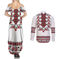 Ukraine Couples Matching Summer Maxi Dress and Long Sleeve Button Shirt Ukrainian Traditional Folk Patterns
