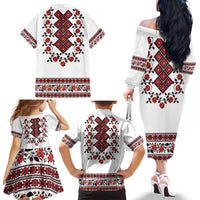 Ukraine Family Matching Off The Shoulder Long Sleeve Dress and Hawaiian Shirt Ukrainian Traditional Folk Patterns
