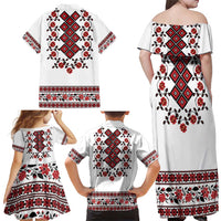 Ukraine Family Matching Off Shoulder Maxi Dress and Hawaiian Shirt Ukrainian Traditional Folk Patterns