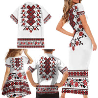 Ukraine Family Matching Short Sleeve Bodycon Dress and Hawaiian Shirt Ukrainian Traditional Folk Patterns