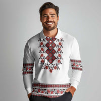 Ukraine Long Sleeve Polo Shirt Ukrainian Traditional Folk Patterns