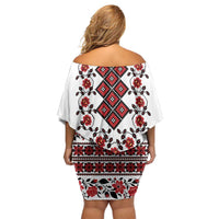 Ukraine Off Shoulder Short Dress Ukrainian Traditional Folk Patterns