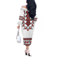 Ukraine Off The Shoulder Long Sleeve Dress Ukrainian Traditional Folk Patterns