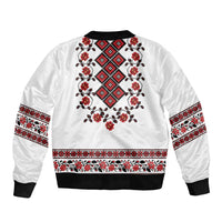 Ukraine Sleeve Zip Bomber Jacket Ukrainian Traditional Folk Patterns