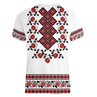 Ukraine Women V-Neck T-Shirt Ukrainian Traditional Folk Patterns