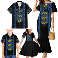 Ukraine Folk Patterns Family Matching Mermaid Dress and Hawaiian Shirt Sporty Style