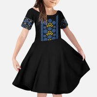 Ukraine Folk Patterns Family Matching Off The Shoulder Long Sleeve Dress and Hawaiian Shirt Sporty Style