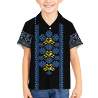 Ukraine Folk Patterns Family Matching Off The Shoulder Long Sleeve Dress and Hawaiian Shirt Sporty Style