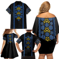 Ukraine Folk Patterns Family Matching Off Shoulder Short Dress and Hawaiian Shirt Sporty Style