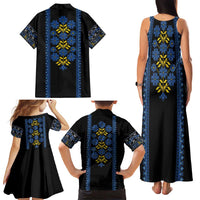 Ukraine Folk Patterns Family Matching Tank Maxi Dress and Hawaiian Shirt Sporty Style