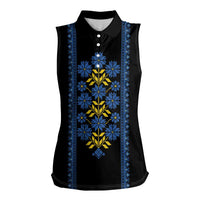 Ukraine Folk Patterns Women Sleeveless Polo Shirt Sporty Style