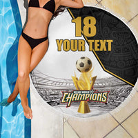 Custom Mexico Football Champion Beach Blanket Aztec Pattern - Wonder Print Shop