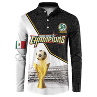 Custom Mexico Football Champion Button Sweatshirt Aztec Pattern - Wonder Print Shop