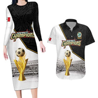 Custom Mexico Football Champion Couples Matching Long Sleeve Bodycon Dress and Hawaiian Shirt Aztec Pattern - Wonder Print Shop