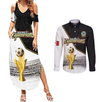 Custom Mexico Football Champion Couples Matching Summer Maxi Dress and Long Sleeve Button Shirt Aztec Pattern - Wonder Print Shop