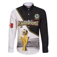 Custom Mexico Football Champion Family Matching Off The Shoulder Long Sleeve Dress and Hawaiian Shirt Aztec Pattern - Wonder Print Shop