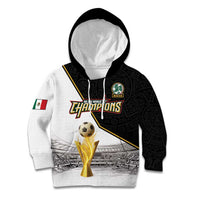 Custom Mexico Football Champion Kid Hoodie Aztec Pattern - Wonder Print Shop