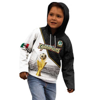 Custom Mexico Football Champion Kid Hoodie Aztec Pattern - Wonder Print Shop
