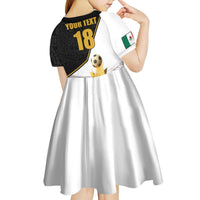 Custom Mexico Football Champion Kid Short Sleeve Dress Aztec Pattern - Wonder Print Shop