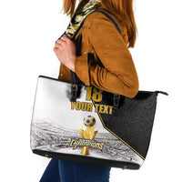 Custom Mexico Football Champion Leather Tote Bag Aztec Pattern - Wonder Print Shop