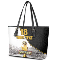 Custom Mexico Football Champion Leather Tote Bag Aztec Pattern - Wonder Print Shop