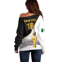 Custom Mexico Football Champion Off Shoulder Sweater Aztec Pattern - Wonder Print Shop