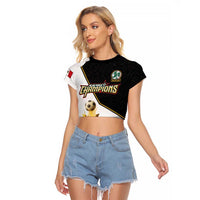 Custom Mexico Football Champion Raglan Cropped T Shirt Aztec Pattern - Wonder Print Shop