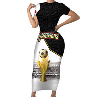 Custom Mexico Football Champion Short Sleeve Bodycon Dress Aztec Pattern - Wonder Print Shop