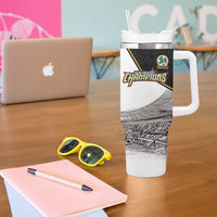 Custom Mexico Football Champion Tumbler With Handle Aztec Pattern - Wonder Print Shop