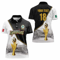 Custom Mexico Football Champion Women Polo Shirt Aztec Pattern - Wonder Print Shop
