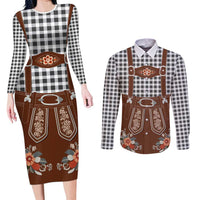 Oktoberfest Lederhosen Costume Couples Matching Long Sleeve Bodycon Dress and Long Sleeve Button Shirt German Beer Festival - Wonder Print Shop