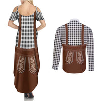 Oktoberfest Lederhosen Costume Couples Matching Summer Maxi Dress and Long Sleeve Button Shirt German Beer Festival - Wonder Print Shop