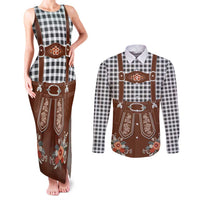 Oktoberfest Lederhosen Costume Couples Matching Tank Maxi Dress and Long Sleeve Button Shirt German Beer Festival - Wonder Print Shop