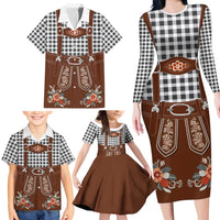 Oktoberfest Lederhosen Costume Family Matching Long Sleeve Bodycon Dress and Hawaiian Shirt German Beer Festival - Wonder Print Shop