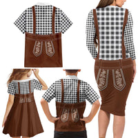 Oktoberfest Lederhosen Costume Family Matching Long Sleeve Bodycon Dress and Hawaiian Shirt German Beer Festival - Wonder Print Shop