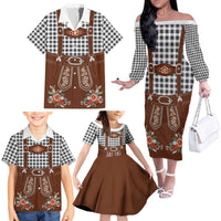 Oktoberfest Lederhosen Costume Family Matching Off The Shoulder Long Sleeve Dress and Hawaiian Shirt German Beer Festival - Wonder Print Shop