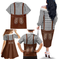 Oktoberfest Lederhosen Costume Family Matching Off The Shoulder Long Sleeve Dress and Hawaiian Shirt German Beer Festival - Wonder Print Shop