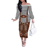 Oktoberfest Lederhosen Costume Family Matching Off The Shoulder Long Sleeve Dress and Hawaiian Shirt German Beer Festival - Wonder Print Shop