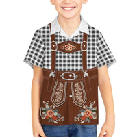 Oktoberfest Lederhosen Costume Family Matching Off The Shoulder Long Sleeve Dress and Hawaiian Shirt German Beer Festival - Wonder Print Shop