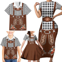Oktoberfest Lederhosen Costume Family Matching Short Sleeve Bodycon Dress and Hawaiian Shirt German Beer Festival - Wonder Print Shop